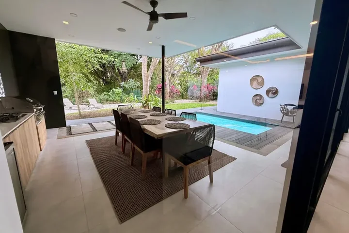 Covered terrace overlooking the private pool at Casa #3